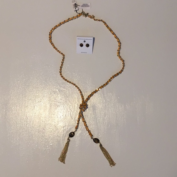 🎉SALE NWT WHBM Tiger Eye earring and necklace set - Picture 2 of 6